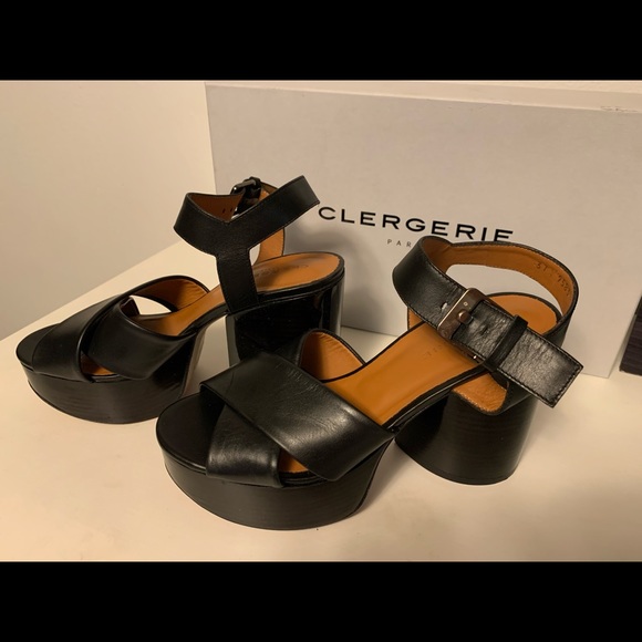 ROBERT CLERGERIE VIANNE LEATHER PLATFORM SANDALS.